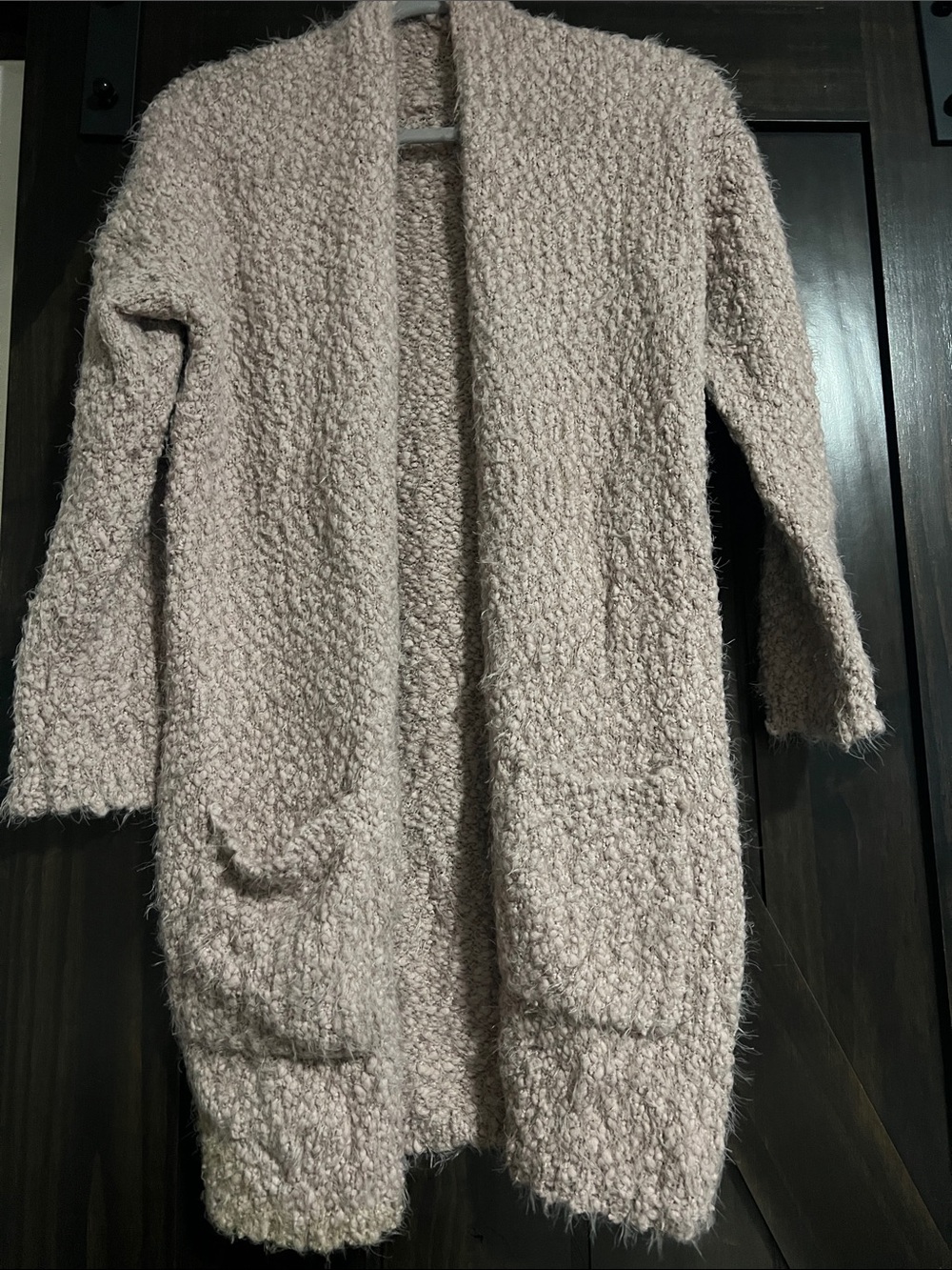 Wishlist Open-Front Bouclé Cardigan in Blush Pink